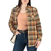 Legendary Whitetails Women's Open Country Flannel Shacket Sherpa Lined Plaid Fleece Shirt Jacket Ladies Western Clothing Coat