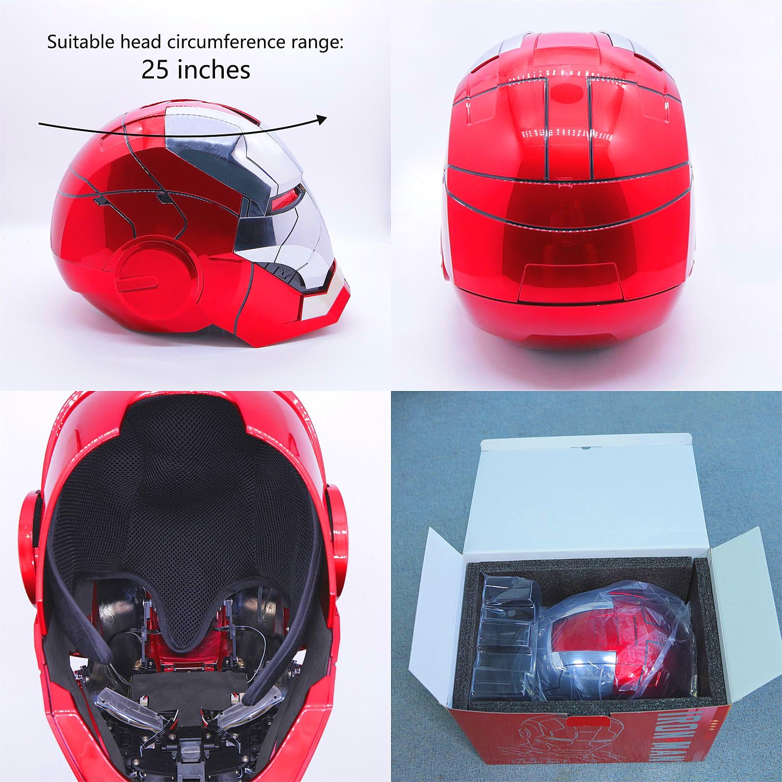 Iron-Mans Helmet Adult Electronic Mark 5 Helmet With Jarvis Voice/Sensing/Remote Control Open/Close Sounds & LED Eyes Light Up Super Hero 1:1 Model Prop for Halloween Christmas Gift.