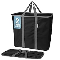 CleverMade Collapsible Laundry Caddy, Black/Charcoal 2PK - 64L (17 Gal) Large Foldable Laundry Basket with Sturdy Pop-Up Wire Frame and Long Carry Handles - Space-Saving, Collapsible Laundry Basket