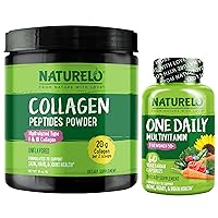 NATURELO One Daily Multivitamin for Women 50+ (Iron Free), 60 Count and Collagen Peptide Powder, 45 Servings