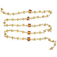 Dark Citrine Square Alternate Faceted Rondelle Gemstone Beaded Rosary Chain by Foot For Jewelry Making-24K Gold Plated Over Silver Handmade Beaded Chain Connectors -Wire Wrapped Bead Chain Necklaces