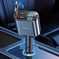 [Upgraded MFi Certified] 4 in 1 Retractable Car Charger for iPhone, 60W Fast USB C Car Adapter, 2 Retractable Cables & 2 USB Ports Car Phone Charger, for iPhone 15/14/13/12, iPad, Samsung 24, Pixel