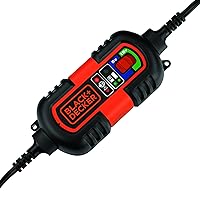BLACK+DECKER BM3B Fully Automatic 6V/12V Battery Charger/Maintainer with Cable Clamps and O-Ring Terminals, Multi, 1.5 Amp