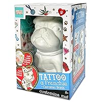 Tattoo A Frenchie Ceramic Dog Decorate and Paint Your Own Piggy Bank for Kids DIY Personalized Arts and Crafts Creative Activities, Birthday Gifts for Girls and Boys