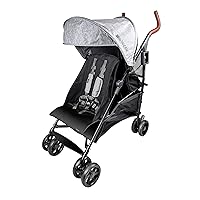 3Dlite Tandem Folding Lightweight Back to Back Double Stroller with 5-Point Safety Harness for Infants and Toddlers, Black