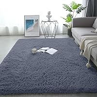 Soft Fluffy Area Rug for Living Room Bedroom,Grey Plush Shag Rugs Non-Slip Area Carpe, Fuzzy Shaggy Accent Carpets for Kids Girls Rooms, Modern Apartment Nursery Dorm Indoor Furry Decor (100x160cm)