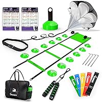 Agility Training Equipment Set | Soccer Training Equipment for Kids | Agility Ladder Speed Training Equipment with Bag | Football Training Equipment for Youth, Cones for Footwork, Parachute