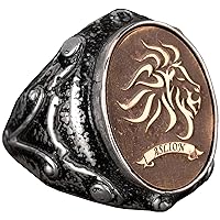 KAMBO Leo Ring, Animals Signet Ring, Lion Men Ring, 925 Solid Sterling Silver Ring For Men