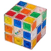 Rubik's Crystal, New Transparent 3x3 Cube Classic Color-Matching Problem-Solving Brain Teaser Puzzle Game Toy for Kids and Adults Aged 8+
