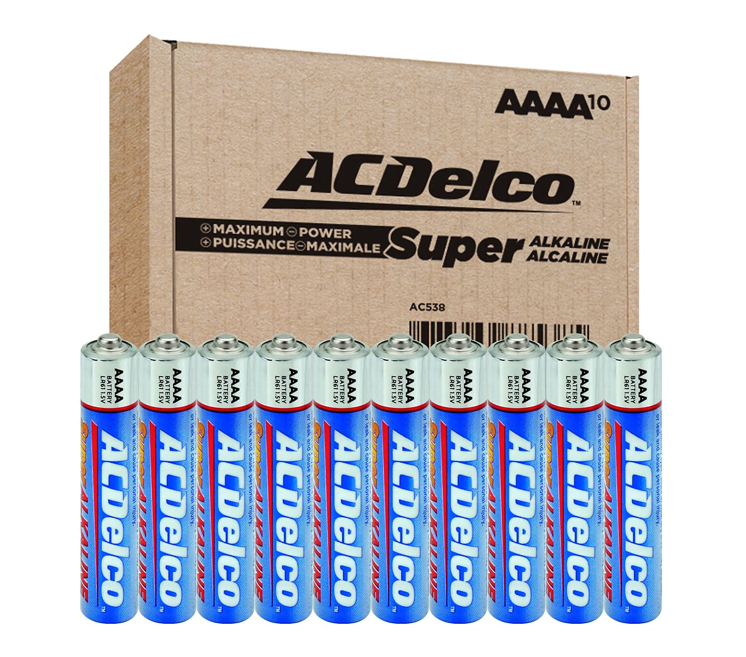 ACDelco 10-Count AAAA Batteries, Maximum Power Super Alkaline Battery, Use for Glucose Meters and Blood Monitors, 5-Year Shelf Life