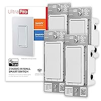 Z-Wave Smart Light Switch, Smart Rocker Light Switch, QuickFit & SimpleWire, 3-Way Ready, Works with Alexa, Google Assistant, ZWave Hub Required, Repeater/Range Extender, White, 4 Pack, 54891