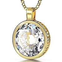 Gold Plated Christian Necklace with Messianic Seal Pendant - Romans 11:19 24k Gold Inscribed on Cubic Zirconia, 18