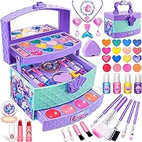 Toys for Girls,Real Kids-Makeup-Kit-for-Girl,Washable Pretend Toddler-Girl-Toys Makeup for Kid,Toys for 3 4 5 6 7 8 9 10 11 12 Year Old Girls,Princess-Dresses-for-Girls-Christmas-Brithday-Gifts