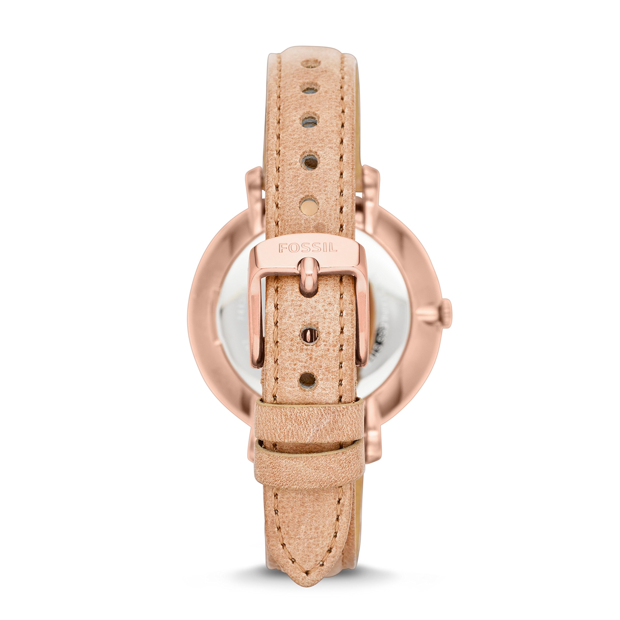 Fossil Women's 36mm Polished Rose Goldtone Jacqueline Watch with Sand Leather Strap
