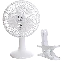 6-Inch Clip Convertible Table-Top & Clip Fan Two Quiet Speeds - Ideal For The Home, Office, Dorm, More White