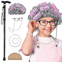 Old Lady Costume for Kids - 100th Day of School Costume for Girls - Kids Old Lady Costume Set for Halloween Cosplay