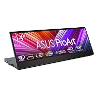 ASUS ProArt Display 14” Portable Touch Screen (PA147CDV) - 32:9 (1920 x 550), IPS, 100% sRGB, Color Accuracy ΔE < 2, Calman Verified, USB-C, Control Panel, MPP2.0 Pen Support, Adobe Suite Shortcut