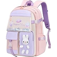 Gazigo Girls Backpack Elementary School, Bunny Backpack for girls Cute Kids Laptop Bag Kindergarten Preschool Bookbag Mochila Para 5.6.7.8.9.10 Niñas(Only Backpack Pink)