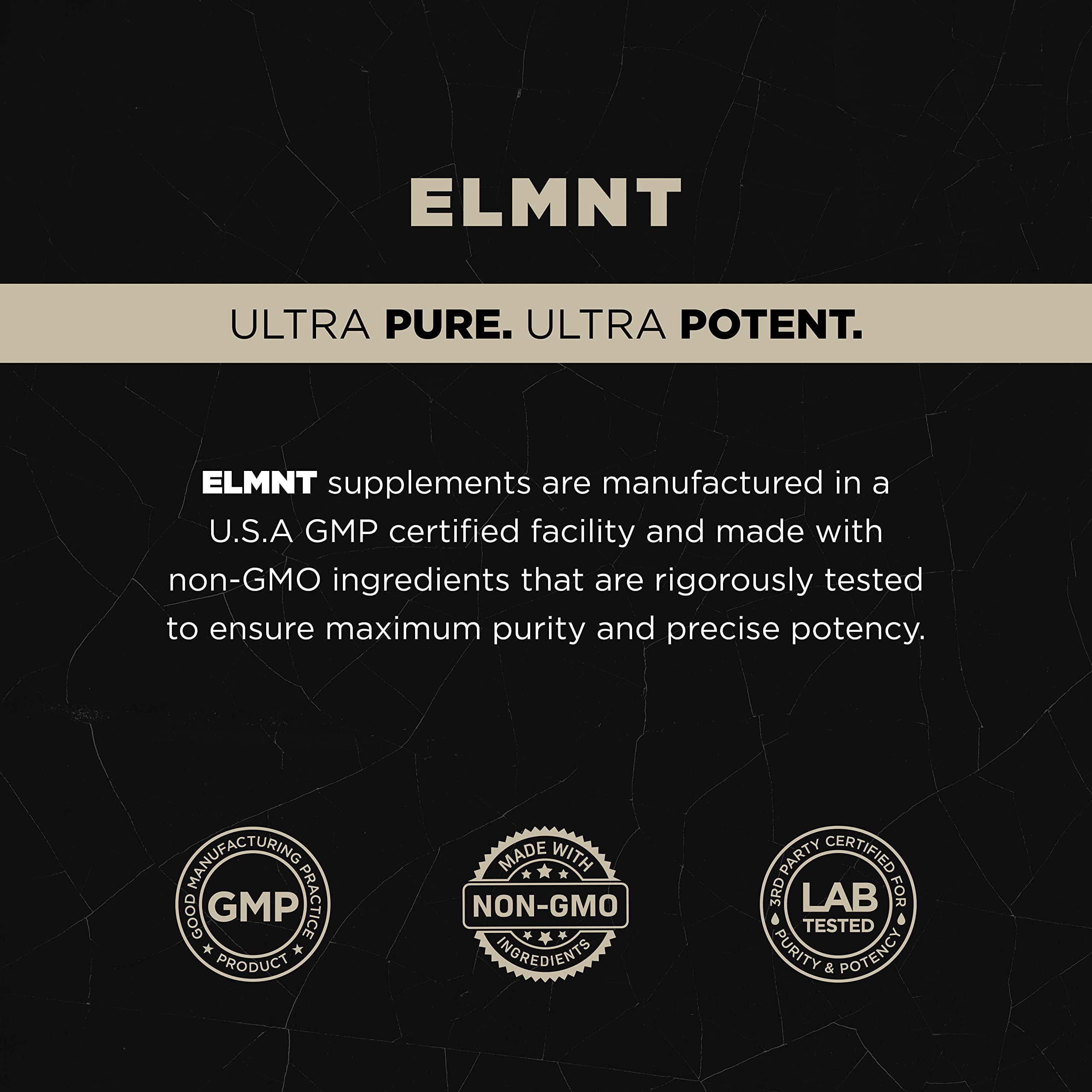 ELMNT 20,000mg 16x Strength Lions Mane Super Nootropic + Adaptogens Brain Supplement - Highest Potency Lion's Mane Extract 50% Polysaccharides w. Ashwagandha & Rhodiola for Focus, Energy, Memory