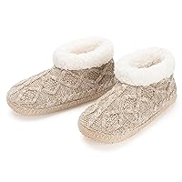 cosyone1997 Cable Knit House Slippers for Women Indoor, Sherpa Fleece Lined Soft Loafer Shoes, Winter Warm Fluffy Bedroom Fuzzy Socks Non-slip Grippers, Cozy Gifts Unique