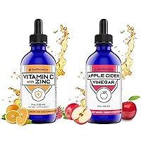 Liquid Vitamin C with Zinc + Apple Cider Vinegar - ACV Supplement Drops - with Mother - 4oz - Keto, Organic, Vegan, Non-GMO - No Added Sugar - Tasty Alternative to Capsules, Pills, Gummies