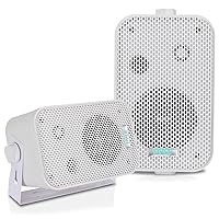 Pyle Home Dual Waterproof Outdoor Speaker System - 3.5 Inch Pair of Weatherproof Wall,Ceiling Mounted Speakers Heavy Duty Mesh Covers, Universal Mount -Use in the Pool, Patio, Indoor PDWR30W(White)