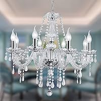 Silver Color Luxurious Candle Crystal Chandelier, 8 Lights K9 Modern Crystal Chandelier for Dining Room, Glass Ceiling Pendant Lamp for Living Bedroom Lighting Hall Balcony (8 Lights, Silver)