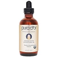 PURA D'OR Organic Nail & Cuticle Oil (4oz) - Enriched with Biotin, Vitamin E, Natural Ingredients - Nourishing Treatment for Nail Growth & Healthy Beds