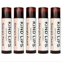 Kind Lips Lip Balm - Nourishing & Moisturizing Lip Care for Dry Lips Made from Shea Butter, Beeswax with Vitamin E | Georgia Peach Flavor | 0.15 Ounce (Pack of 5)
