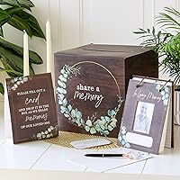 Kate Aspen Celebration of Life Memory Funeral Guest Book and Box for Memorial Service Bereavement Cards, Prayer Cards - Hard Cover Book, Box, 50 Memory Cards and Binder Rings