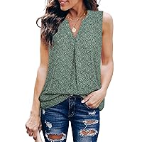 Gaharu Women's Summer Tank Blouse Casual V Neck Sleeveless Tunic Top Shirt