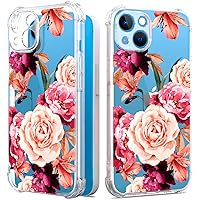 CoverON Compitable with iPhone 14 Plus Case for Women, Slim Floral Design Clear TPU Rubber Flexible Soft Skin Cover Protective Sleeve for Apple iPhone 14 Plus Phone Case - Peony Flower