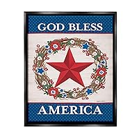 Stupell Industries God Bless America Wreath Framed Floater Canvas Wall Art by Annie LaPoint