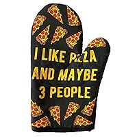I Like Pizza and Maybe 3 People Oven Mitt Funny Pizza Lover Graphic Novelty Kitchen Glove Funny Graphic Kitchenwear Introvert Funny Food Novelty Cookware Multi Oven Mitt