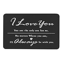 Dreambell Anodized Aluminum Black Engraving Metal Wallet Insert I Love You U Mini Love Message Note Card