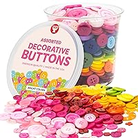 Hygloss Buttons for Crafts - Assorted Colors and Sizes - Bright Colored Craft Buttons for Sewing and Projects - 16-Ounce/ 1-Pound Bucket
