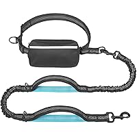 iYoShop Hands Free Dog Leash with Zipper Pouch, Dual Padded Handles and Durable Bungee for Walking, Jogging and Running Your Dog (Medium, 8-25 lbs, Black)