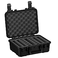 Condition 1 16'' Medium Heavy Duty Waterproof Hard Padded Pistol Case with 4 Slot 12 Mag Pre-Cut Foam - Storage for Accessories Firearms TSA Friendly - 16