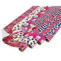 American Greetings Reversible Wrapping Paper for Mother's Day, Birthdays and All Occasions, Floral, Cupcakes, and Polka Dots (4 Rolls, 120 sq. ft)