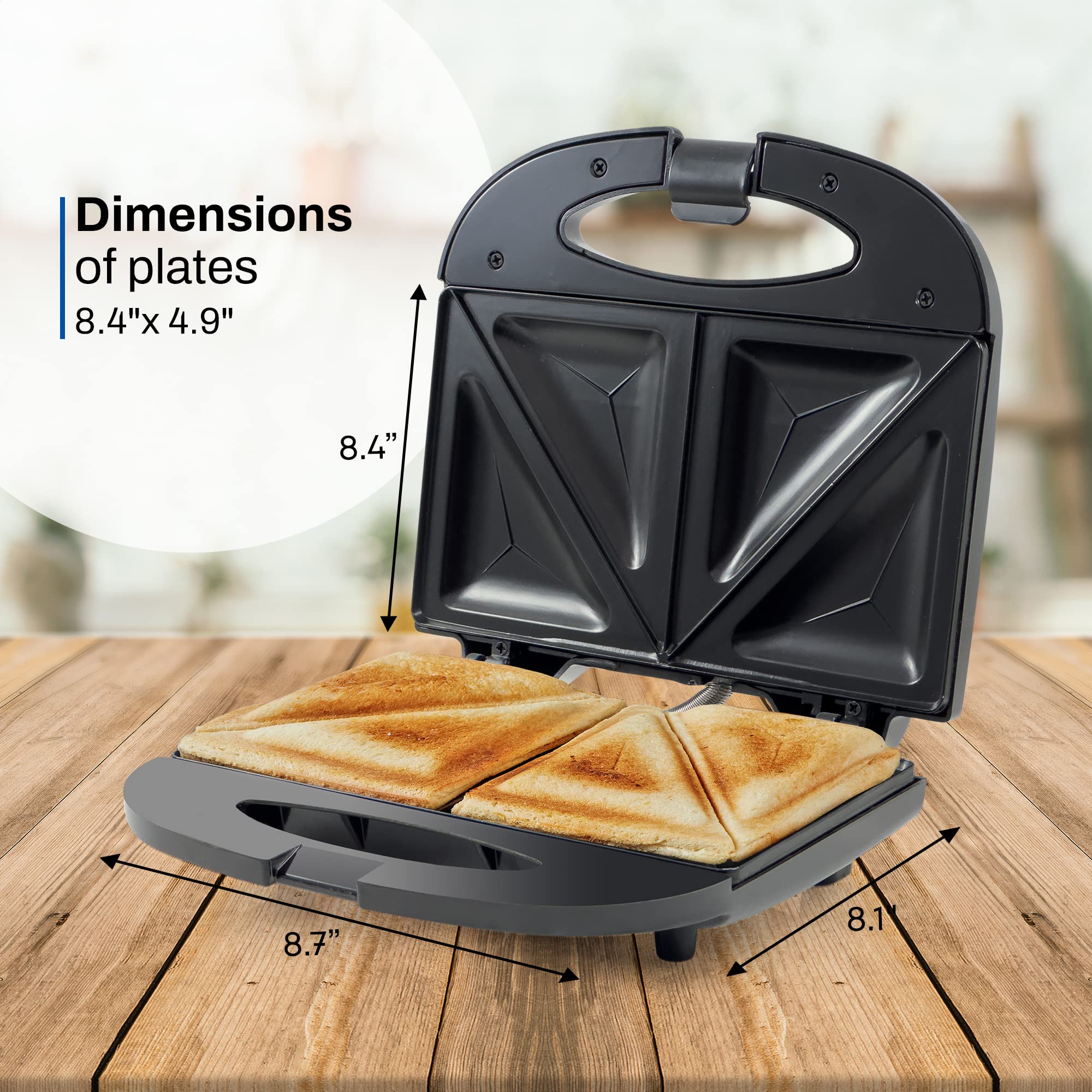 Elite Gourmet ESM2207 Maxi-Matic Sandwich Panini Maker Grilled Cheese Machine Tuna Melt Omelets Non-Stick Surface, 2 Slice, Black