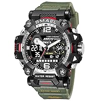 KXAITO Men's Watches Sport Outdoor Waterproof Military Watch Date Multifunction Tactical LED Face Alarm Stopwatch for Men 8072