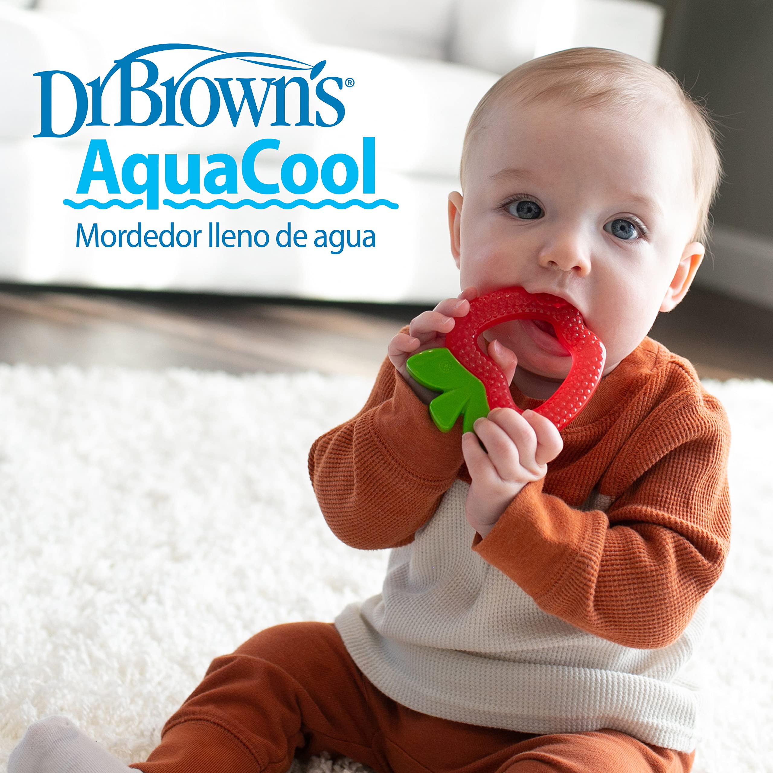 Dr. Brown's AquaCool Water-Filled Baby Teether, Cools & Massages Sore Gums, BPA Free, Pineapple and Apple, 2 Pack, 3m+