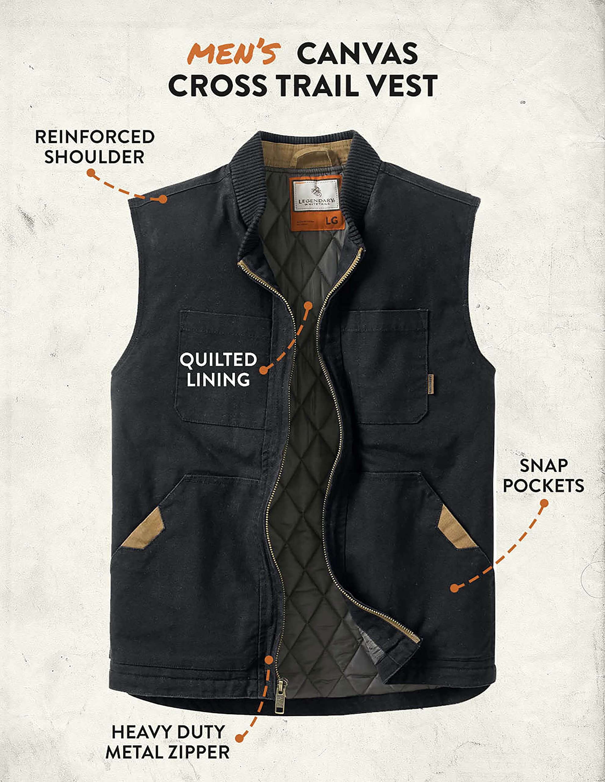 Legendary Whitetails Men's Canvas Cross Trail Vest