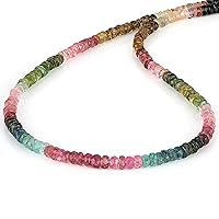 NirvanaIN Multi Tourmaline Faceted Rondelle Necklace Multi Color Necklace All Purpose Piece Semi Precious Gemstone Engagement Gift