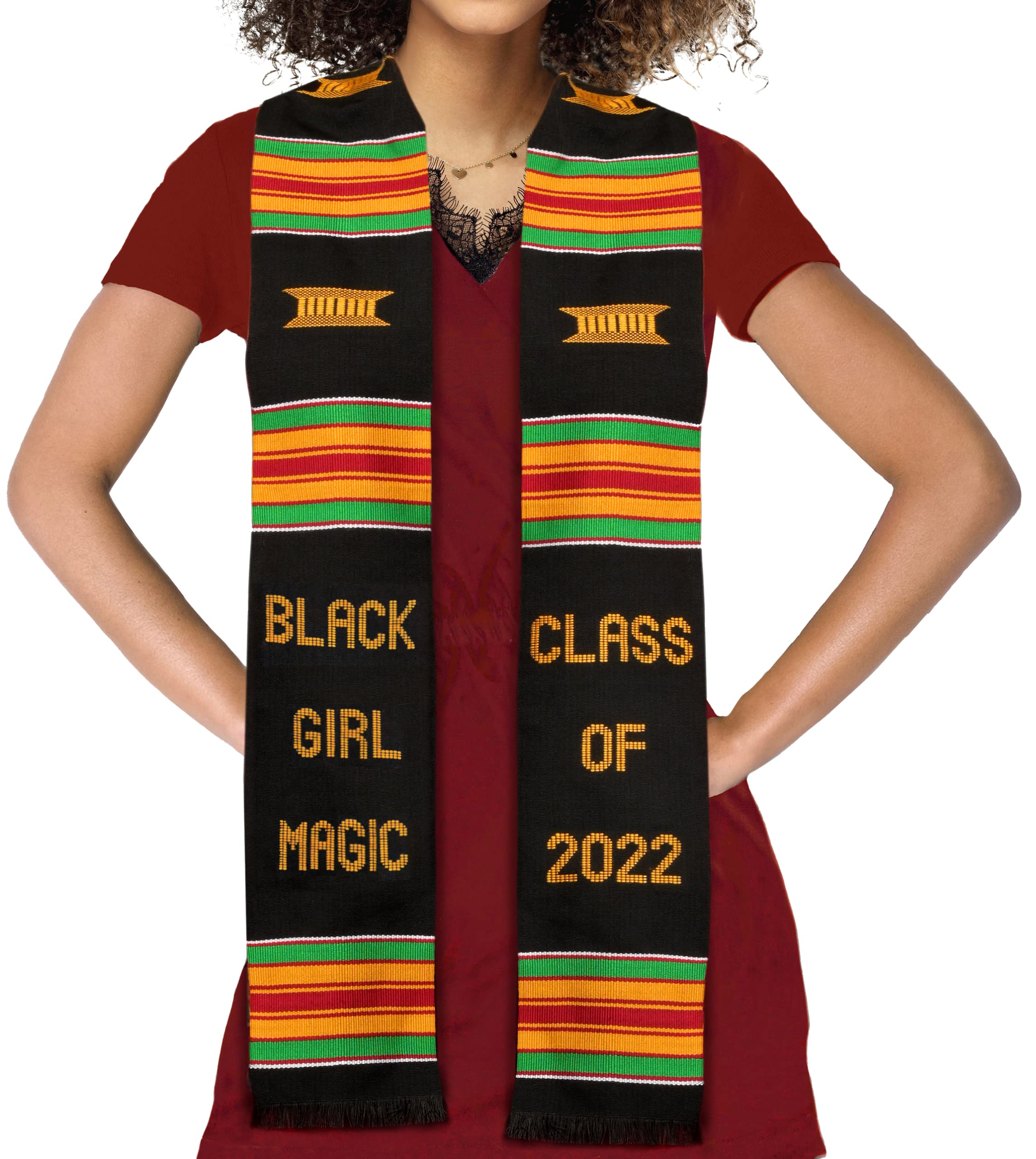 Black Girl Magic Graduation Stole 2023 | Kente Graduation Stole 2023 | Kente Stole Class of 2023 | Authentic African Art