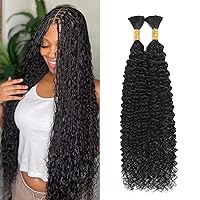 Curly Bulk Human Hair for Braiding Kinky Curly 100g With 2 Bundles No Weft Human Hair Bundles for Braiding Micro Human Braiding Hair for Box Boho Braids Wet and Wave (26 inch，Natural Color)