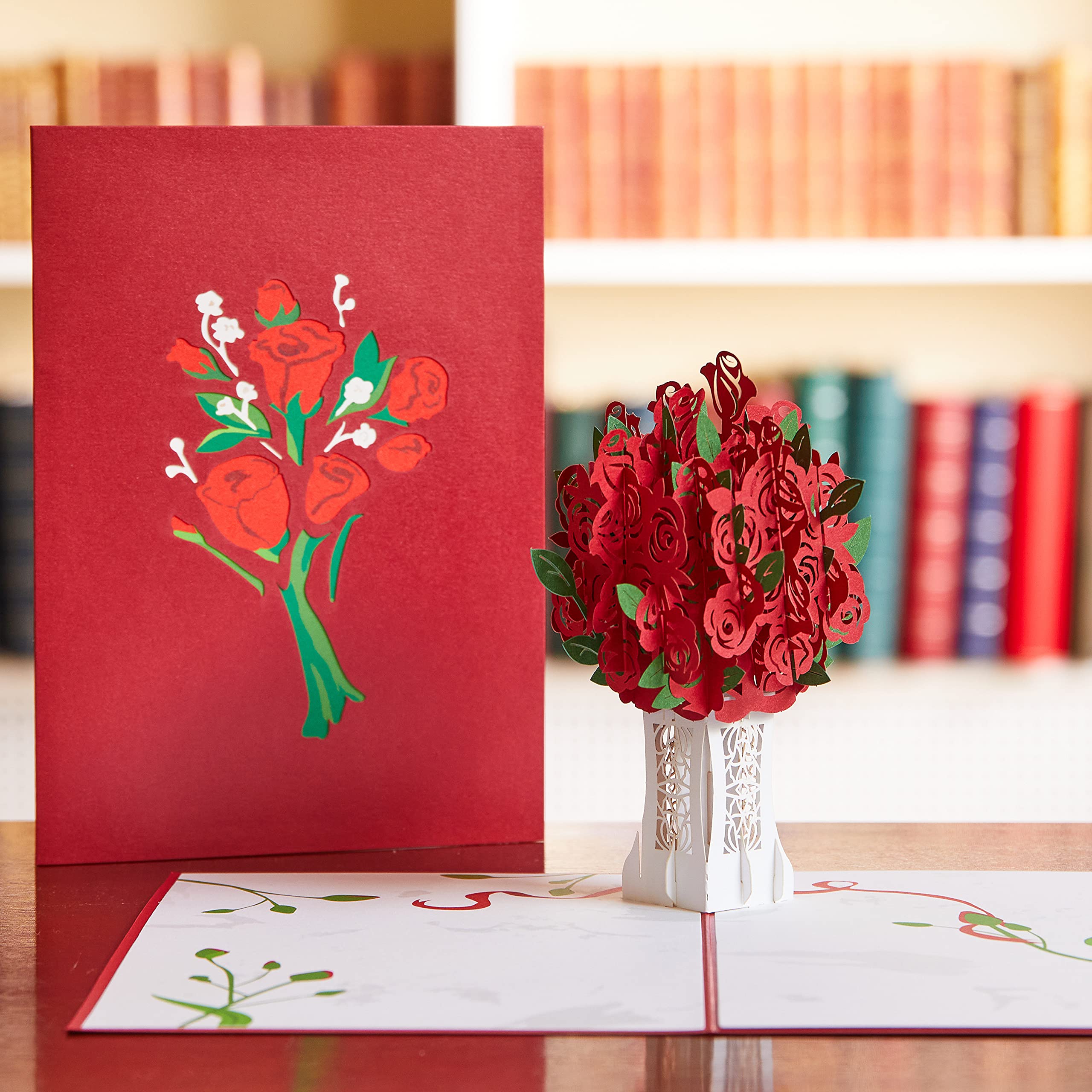 Lovepop Red Rose Arrangement Classic Pop Up Card, 5x7-3D Greeting Card, Pop Up Card for Mom, Anniversary Card for Wife, Love Card, Thinking of You