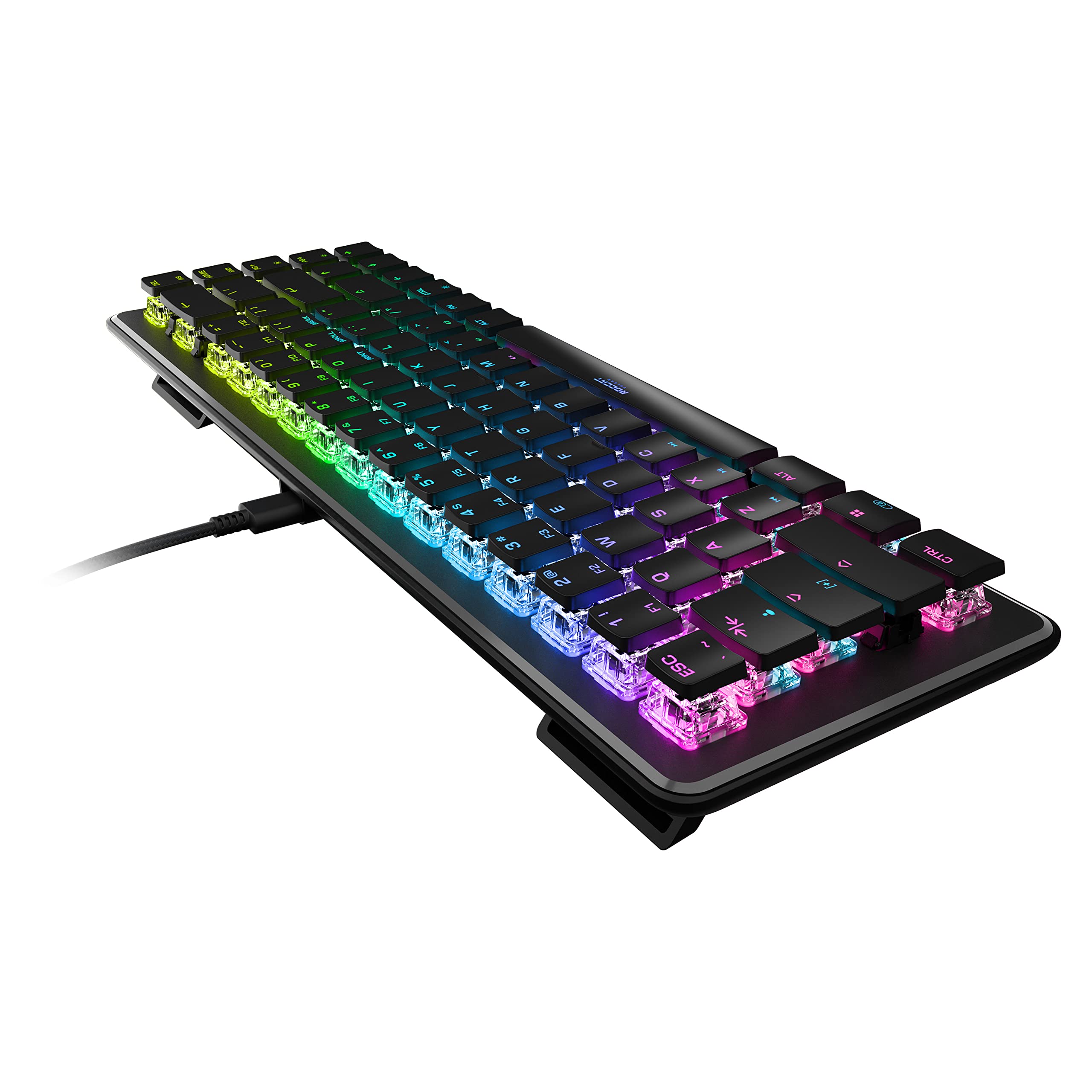 ROCCAT USB Vulcan II Mini – 65% Optical PC Gaming Keyboard with Customizable RGB Illumination, Detachable Cable, Button Duplicator, Aluminum Plate, 100M Keystroke Durability - Black (ROC-12-043)