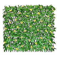 Expandable Fence Privacy Screen for Balcony Patio Outdoor,Decorative Faux Ivy Fencing Panel,Artificial Hedges (Single Sided Leaves) (1, Sunflowers)
