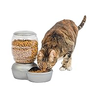 Petmate Replendish Feeder with Automatic Cat and Dog Feeder, 5 LB, Pearl Silver Grey, Made in USA